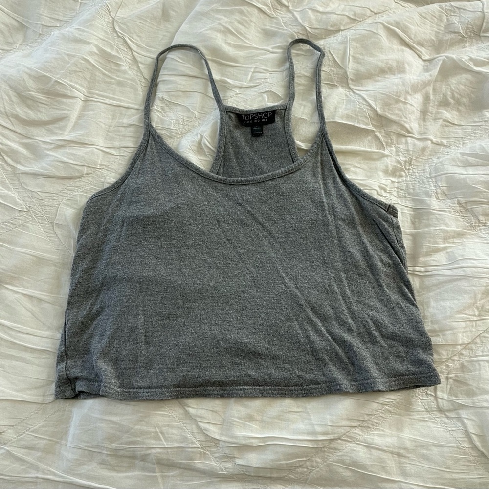 Topshop Basic Grey Cotton Tank Top